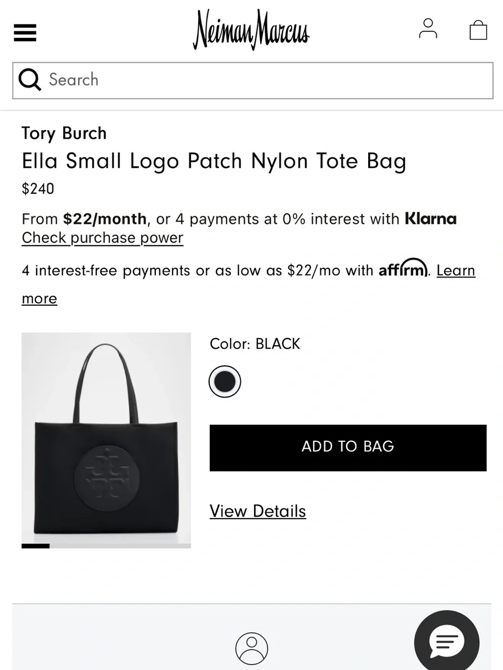 Tory Burch Black Patent Trim Logo Tote